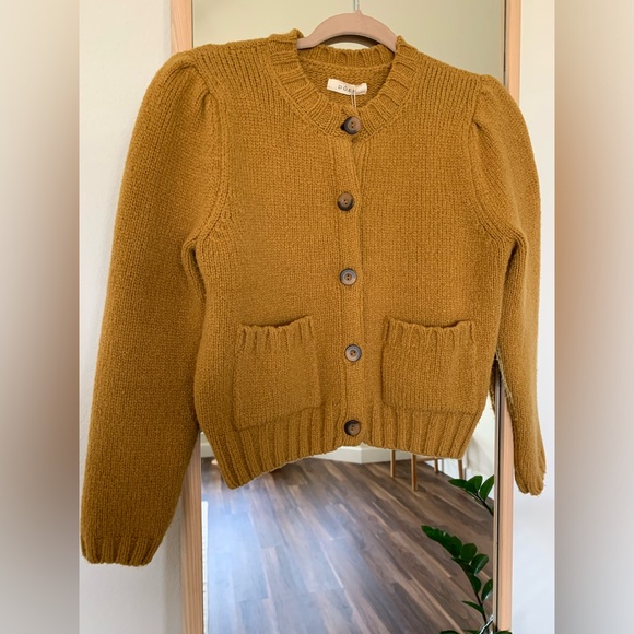 Doen Sweaters - Doen Risette Button Wool Knit Cardigan Mustard